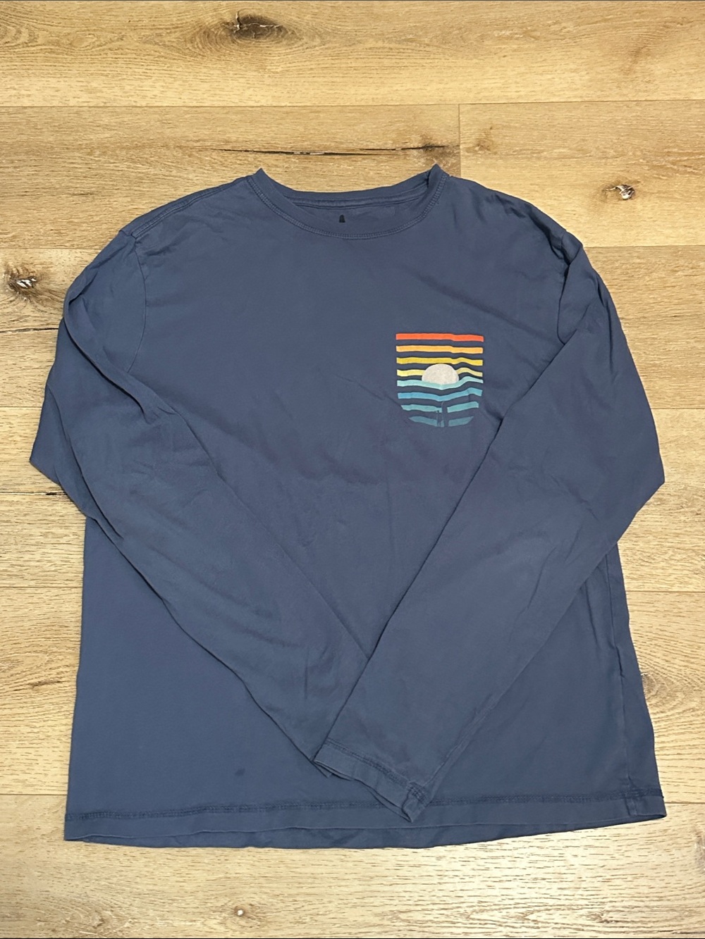 johnnie-O Navy Long Sleeve Tee with Multicolor Pocket Graphic
